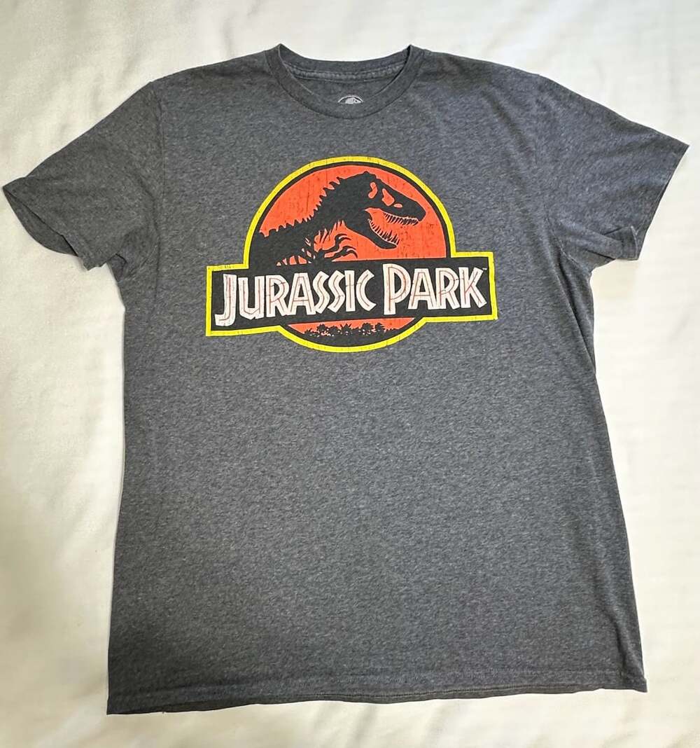 Jurassic Park T-Shirt Dark Gray Logo Graphic Tee